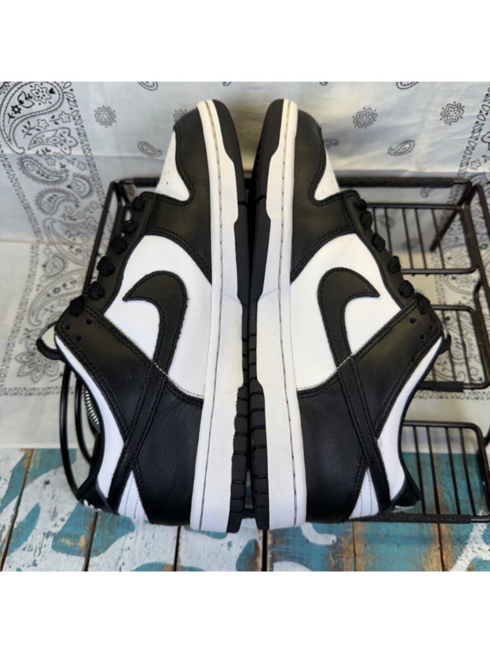 Nike Dunk Low Panda Black/White Leather Low Top Sneakers CW1590-100 Mens 7Y - Picture 10 of 10